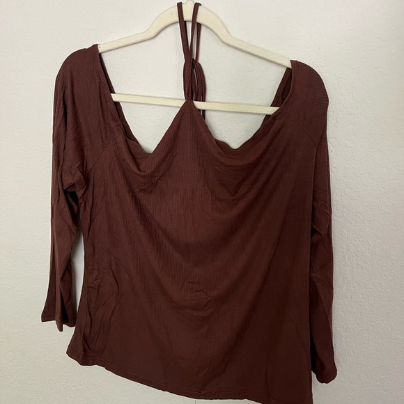Off the shoulder brown going out shirt, SHEIN size 4x - Picture 4 of 6